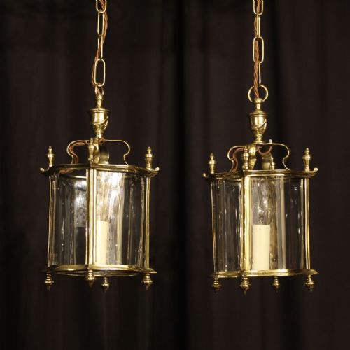 An English Pair of Small Brass Antique Lanterns