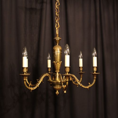 A French Gilded 6 Light Antique Chandelier