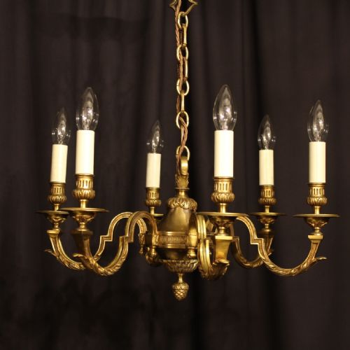A French Gilded 6 Light Antique Chandelier