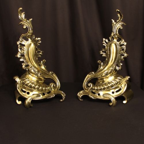 A French Pair of Brass Fire Chenets