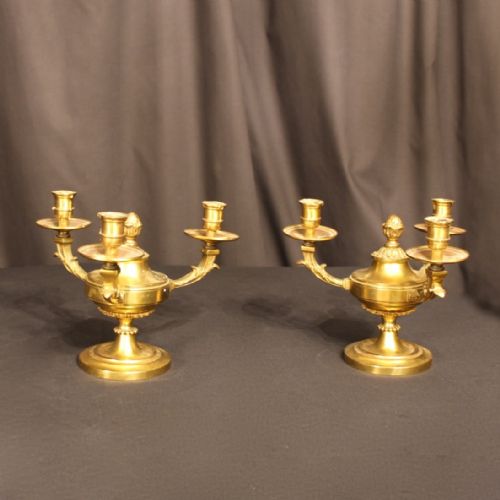 A French Pair of Gilded Bronze Candelabra