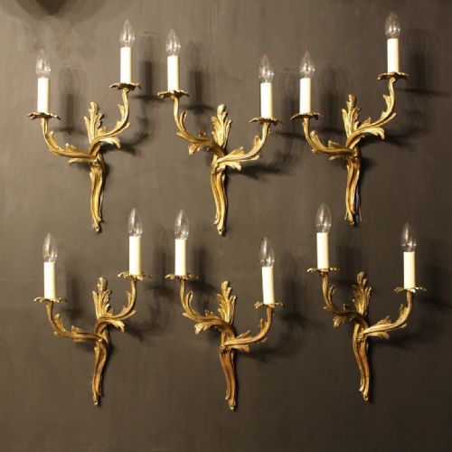 A French Set of 6 Gilded Antique Wall Lights