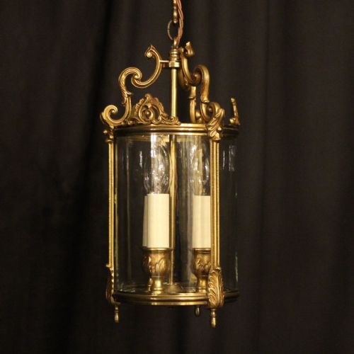 A French Small Gilded Antique Hall Lantern