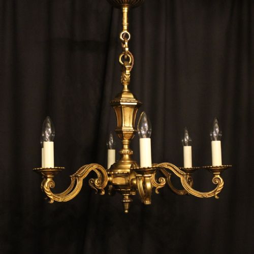 A French Gilded Bronze 6 Light Antique Chandelier