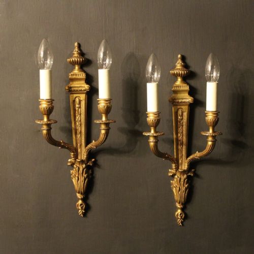 A French Pair of Gilded Twin Arm Wall Lights