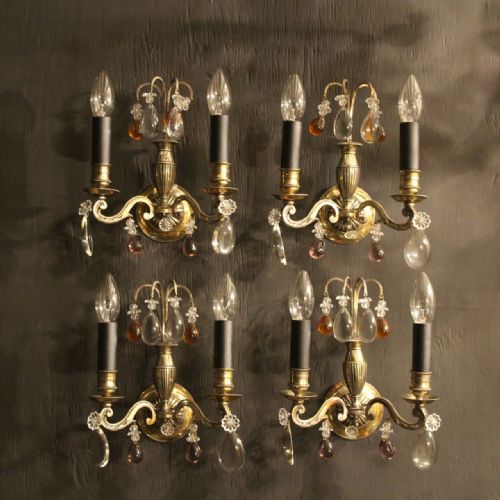 A French Set of 4 Twin Arm Antique Wall Lights