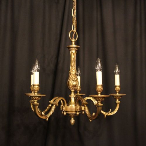 A French Gilded Bronze 6 Light Antique Chandelier