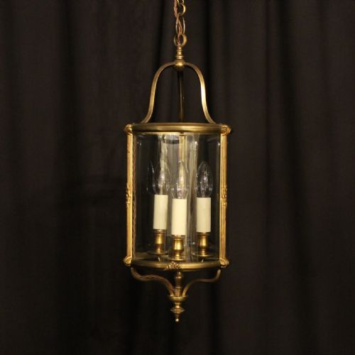 A French Gilded Triple Light Convex Lantern