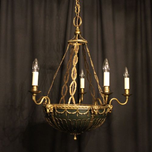 An English Gilded 5 Light Antique Chandelier