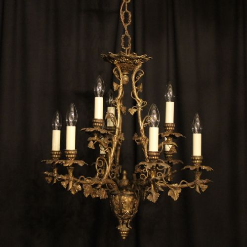 A French Gilded Bronze 9 Light Antique Chandelier
