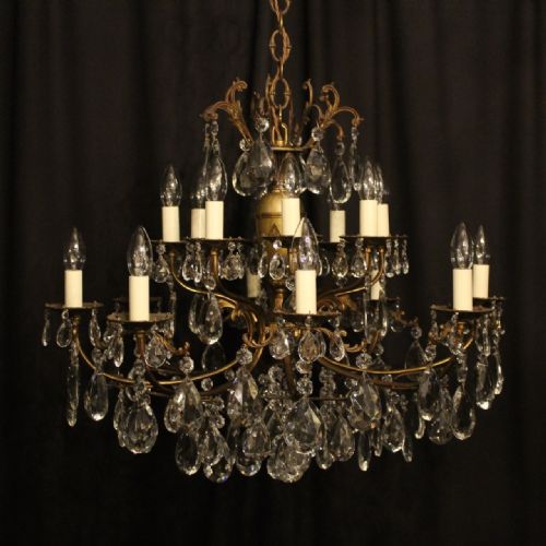 An Italian 16 Light Gilded Double Tiered Antique Chandelier
