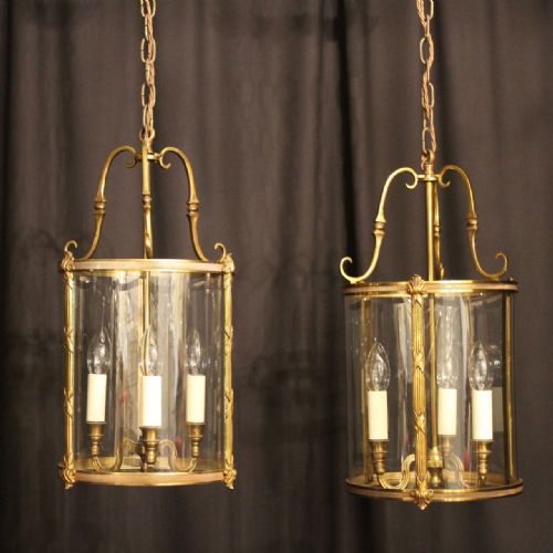 A French Pair of Gilded Antique Hall Lanterns