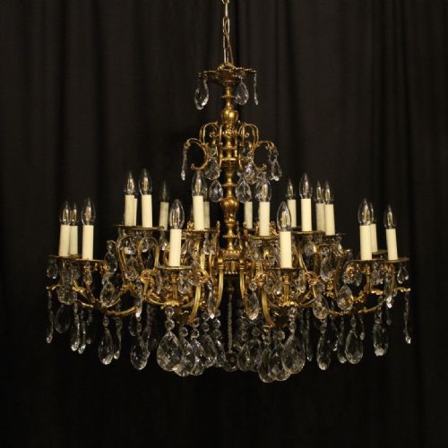 A Large Italian Gilded 24 Light Double Tiered Antique Chandelier