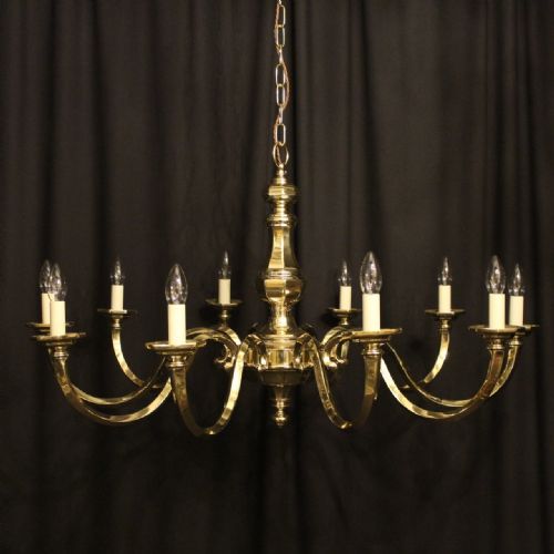 A Large English Cast Brass 10 Light Chandelier