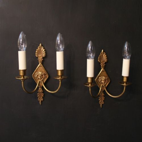 A French Pair of Gilded Twin Arm Antique Wall Lights