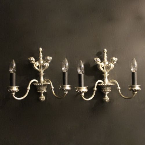 An English Pair of Cherub Silver Wall Lights