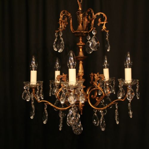 An Italian Gilded 5 Light Antique Chandelier