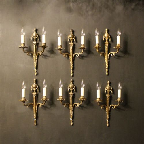A French Set of 6 Brass Antique Wall Lights