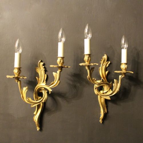 A French Pair of Twin Arm Antique Wall Sconces