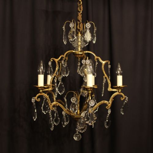 A French Gilded 5 Light Antique Chandelier