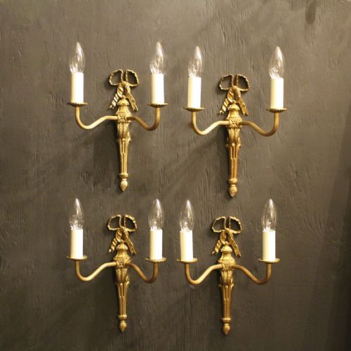 A French Set of 4 Gilded Twin Arm Wall Lights