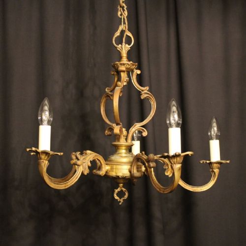 A French Gilded 5 Light Antique Chandelier