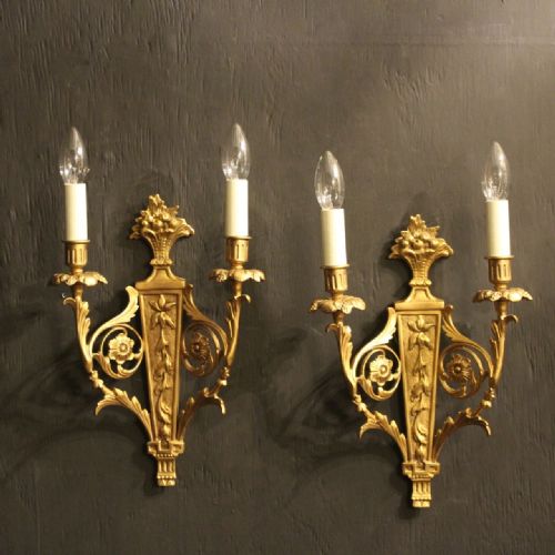 A French Pair of Gilded Twin Arm Wall Lights