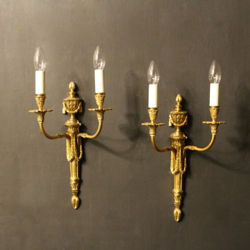 A French Pair of Bronze Antique Wall Lights