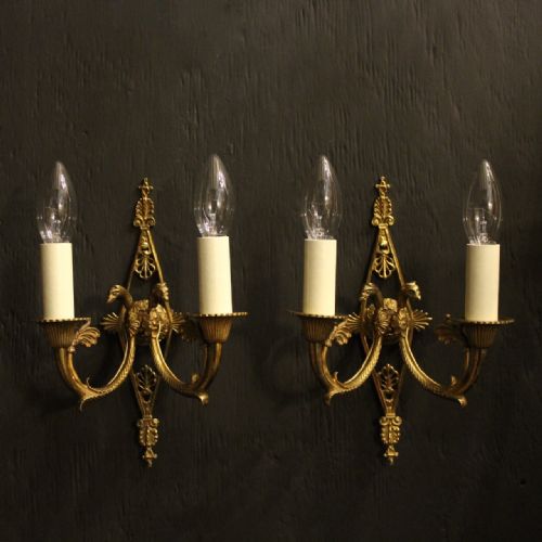 A French Set of 4 Gilded Twin Arm Wall Lights