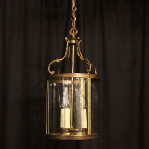 A French Gilded Triple Light Antique Lantern