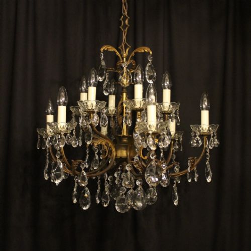 An Italian Gilded 12 Light Antique Chandelier