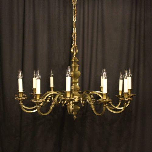A Large English Brass 12 Light Antique Chandelier