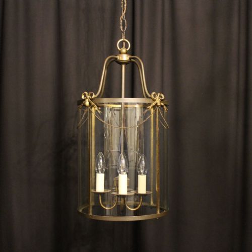 A Large French Brass Four Light Antique Lantern