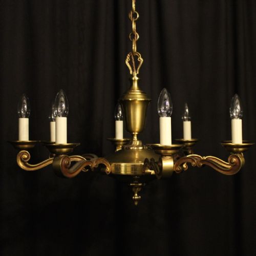 A French Gilded Brass 8 Light Chandelier