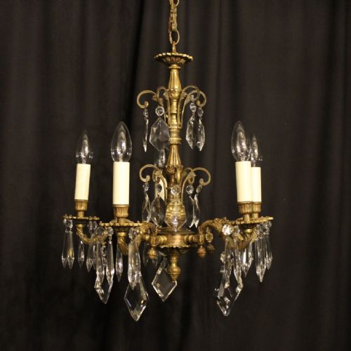 An Italian Gilded 5 Light Antique Chandelier