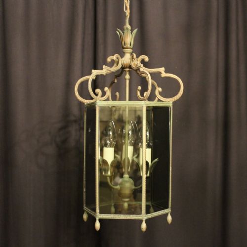 A French Triple Light Hexagonal Antique Lantern