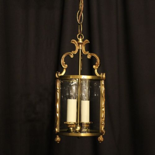 A Small French Gilded Twin Light Antique Lantern