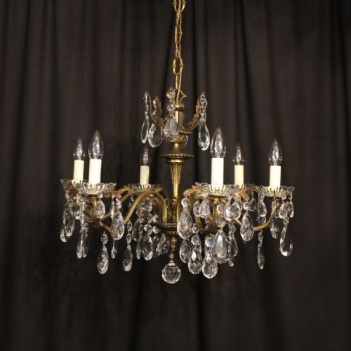 An Italian Gilded 6 Light Antique Chandelier