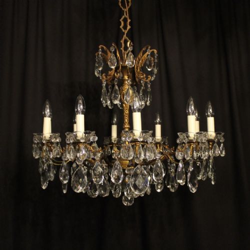 An Italian Gilded 10 Light Antique Chandelier