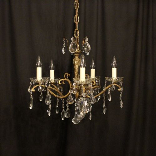 An Italian Gilded 5 Light Antique Chandelier
