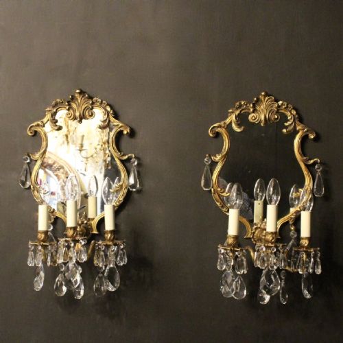 An Italian Pair of Bronze Antique Girandole Wall Lights