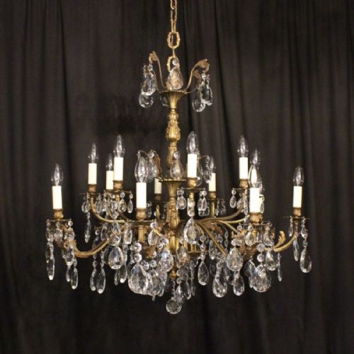 An Italian Bronze & Crystal Antique Chandelier