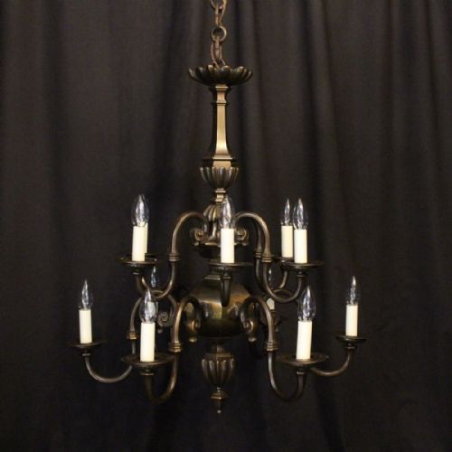 A French Bronze 12 Light Double Tiered Antique Chandelier