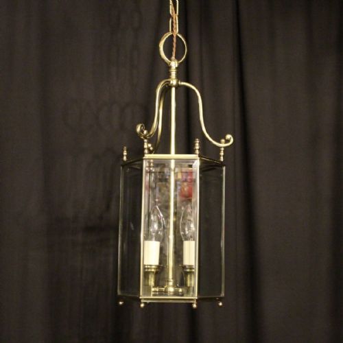 A French Brass Twin Light Antique Hall Lantern