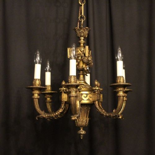 A French Gilded Bronze 6 Light Antique Chandelier