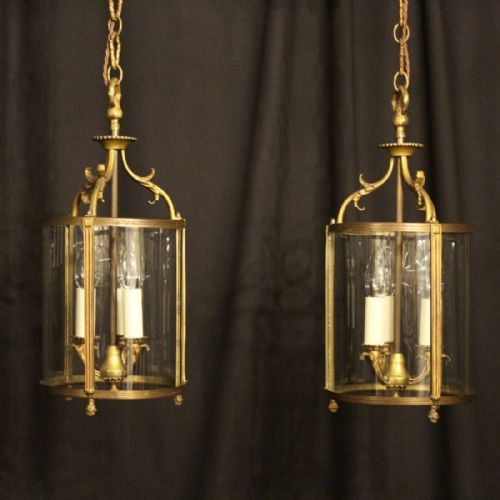 A French Pair of Triple Light Antique Lanterns