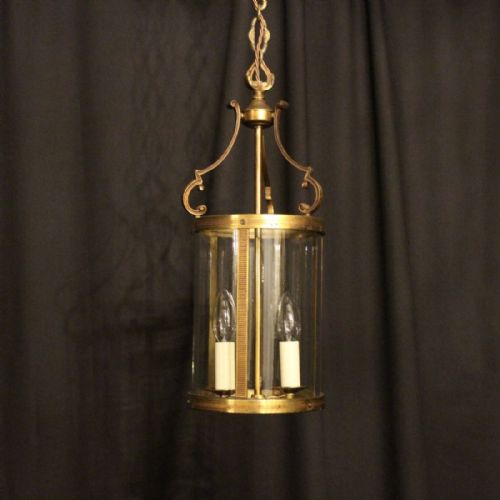 A French Gilded Twin Light Convex Antique Lantern