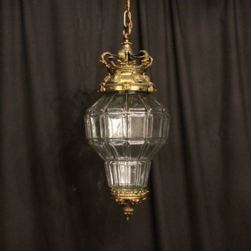 A French Gilded Single Light Antique Hall Lantern