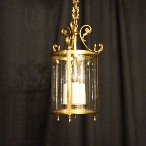 A Small French Pair of Gilded Hall Lanterns