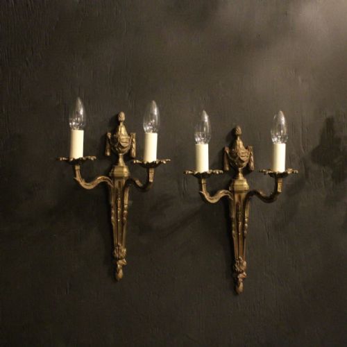 A French Pair of Twin Arm Antique Wall Lights